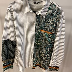 Striped silky long sleeve top